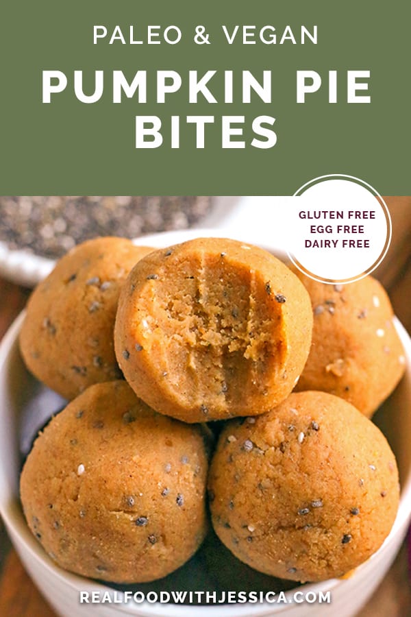 paleo pumpkin pie bites with text 