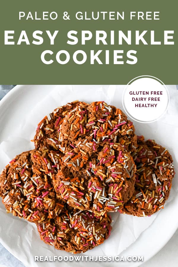 easy paleo sprinkle cookies with text 