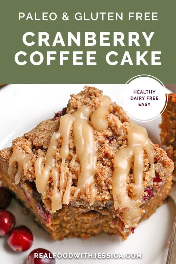 paleo cranberry coffee cake with text