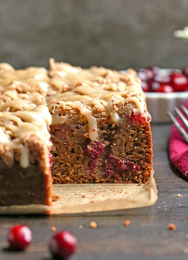 side view of cranberry coffee cake