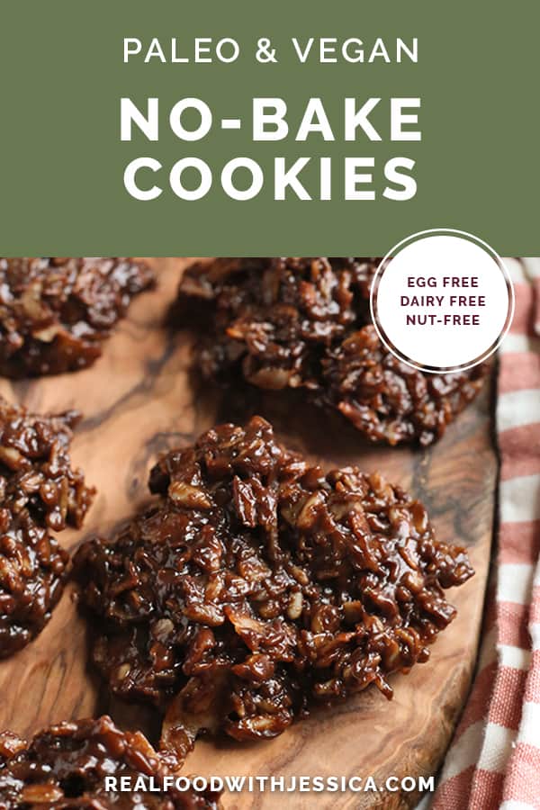 paleo nut free no bake cookies with text 