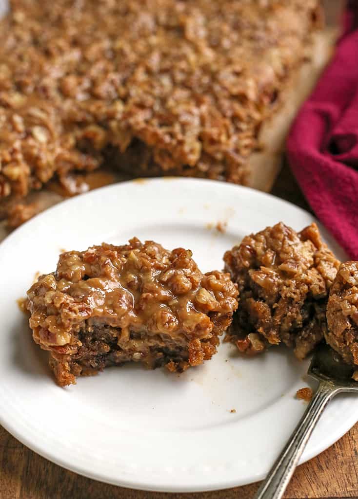 a paleo pecan sticky bun cut to show the inside