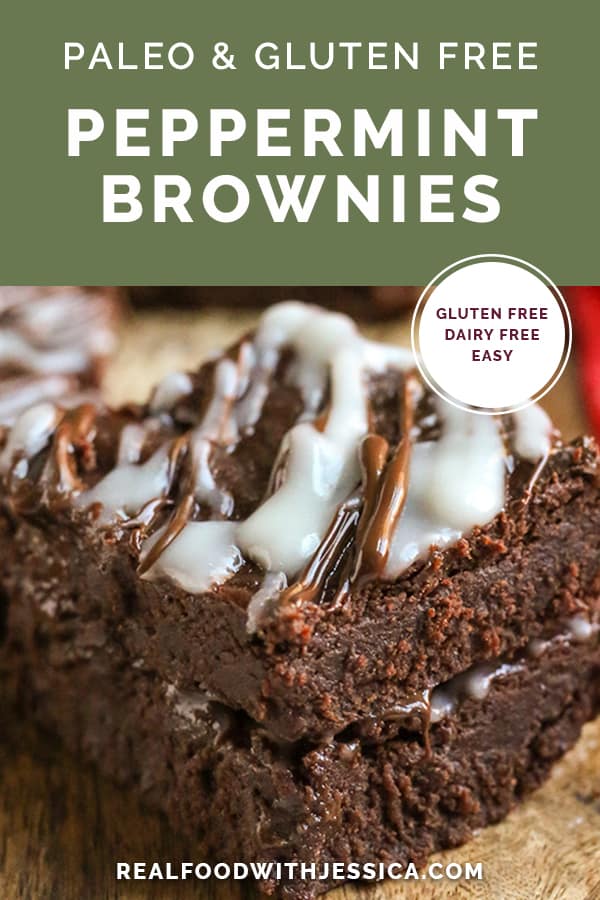 paleo peppermint brownies with text