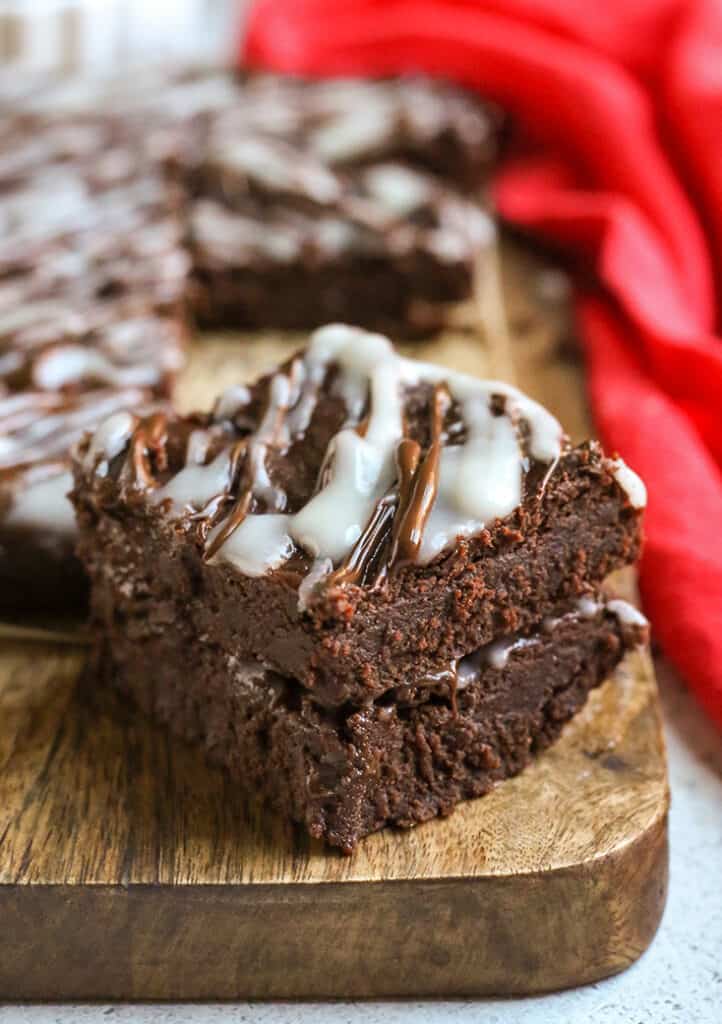 stack of two paleo peppermint brownies