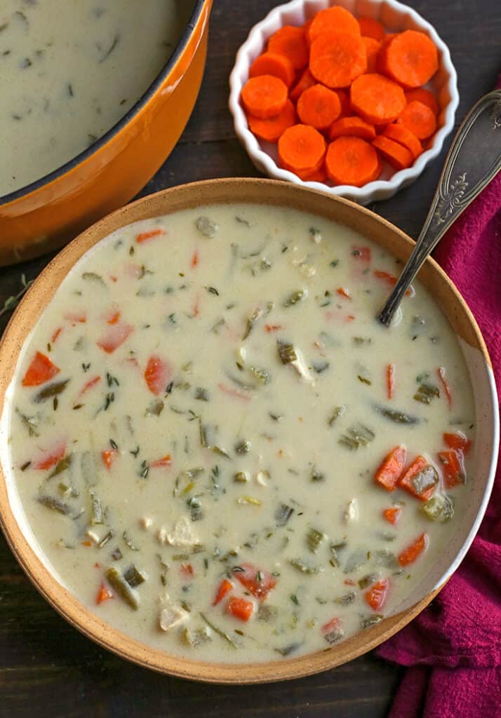 bowl of paleo whole30 creamy chicken soup