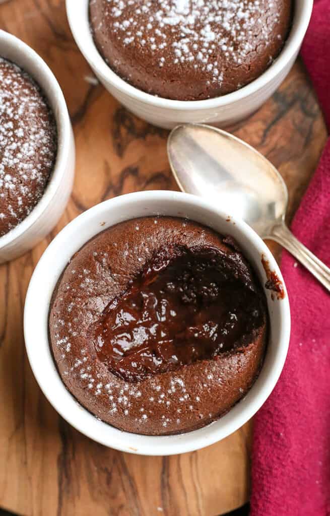 paleo chocolate hot fudge cups with gooey center showing 