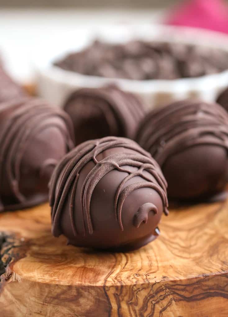 a close up of a paleo cadbury creme egg on a cutting board