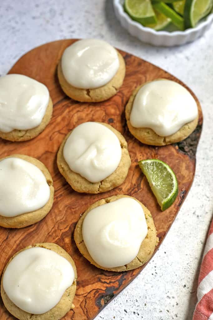 soft paleo lime cookies on a cutting board