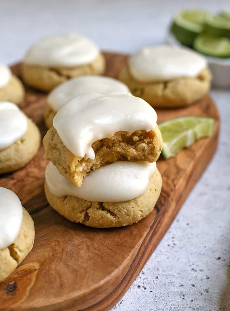stack of soft paleo lime cookies