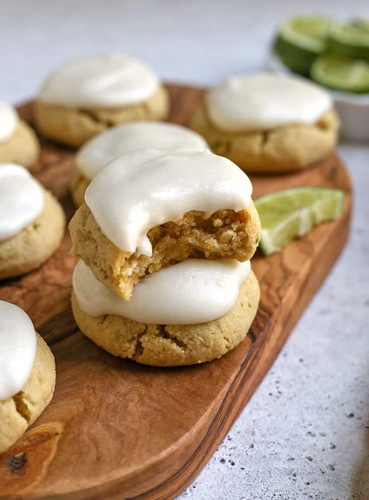 stack of soft paleo lime cookies  