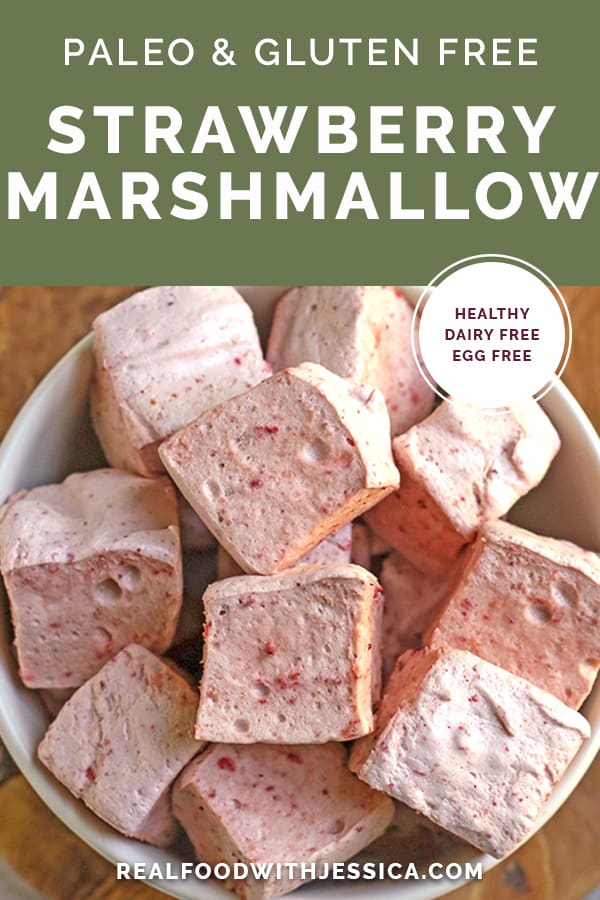 paleo strawberry marshmallows with text 