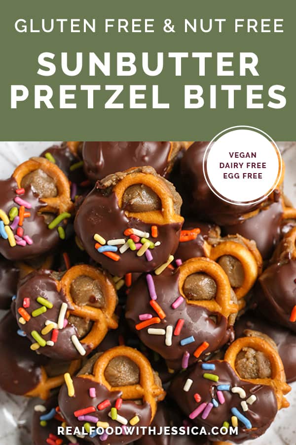 sunbutter pretzel bites with text 