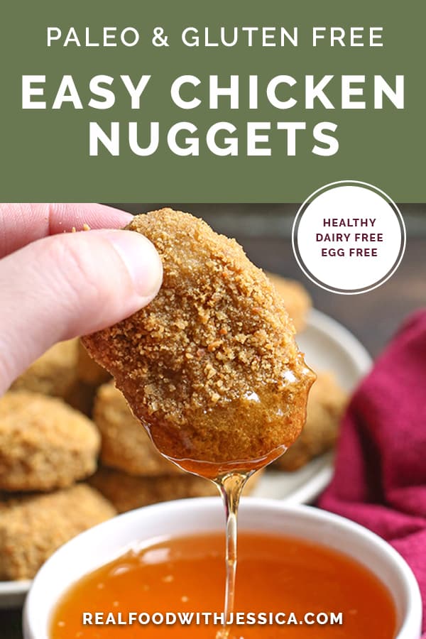 paleo easy chicken nuggets with text