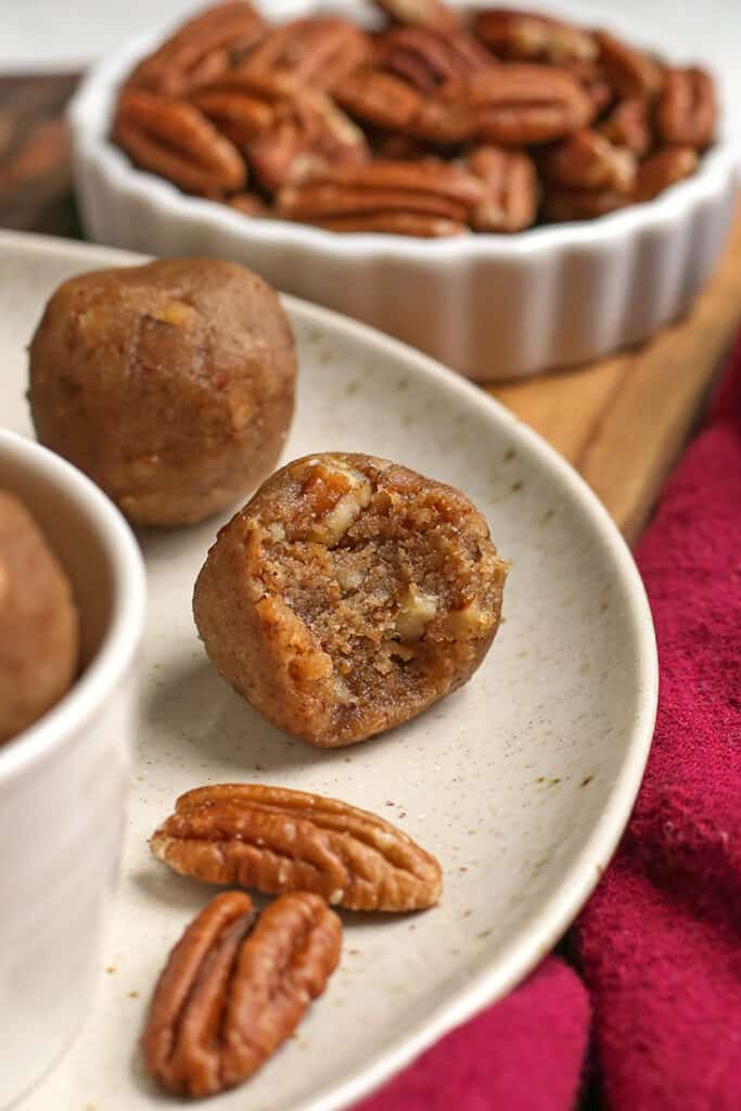 close up of a paleo vegan pecan pie bite