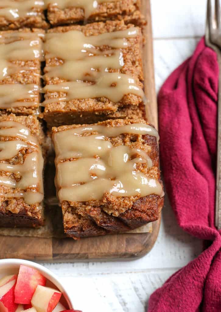 top view of paleo apple crisp coffee cake 