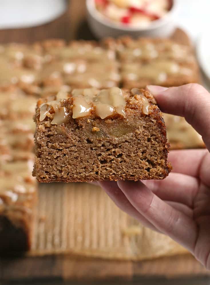 layers of the apple paleo coffee cake shown 