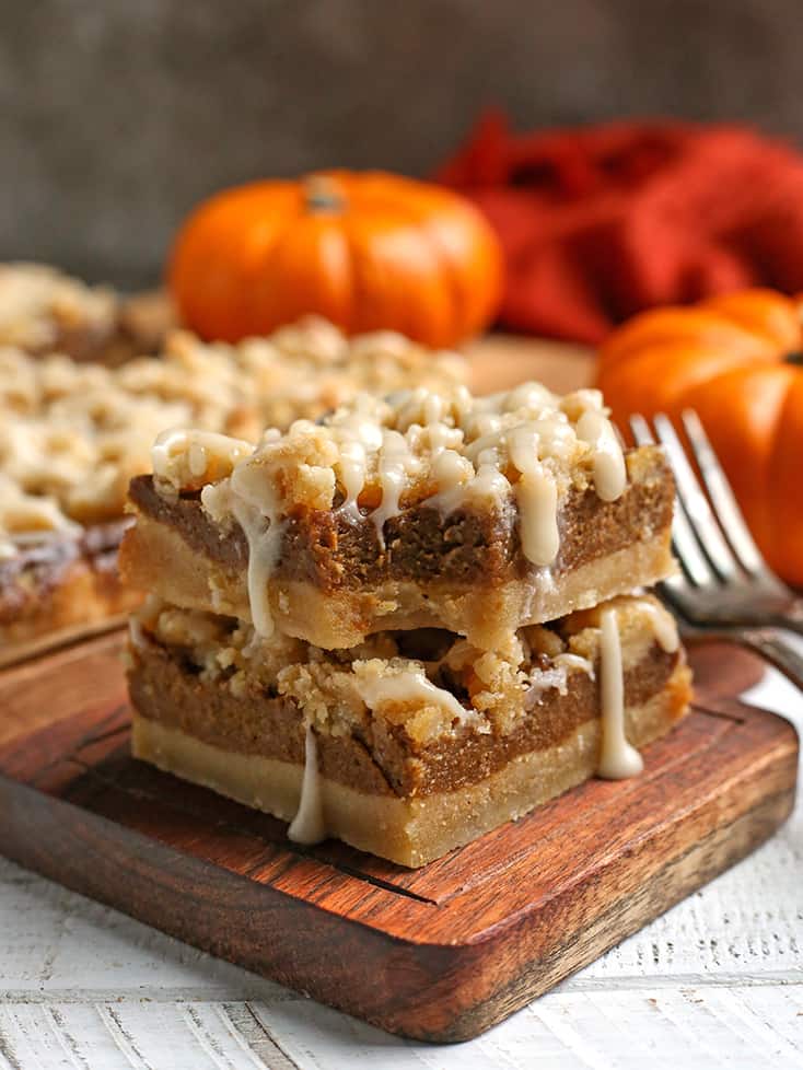 front view of paleo pumpkin crumb bars