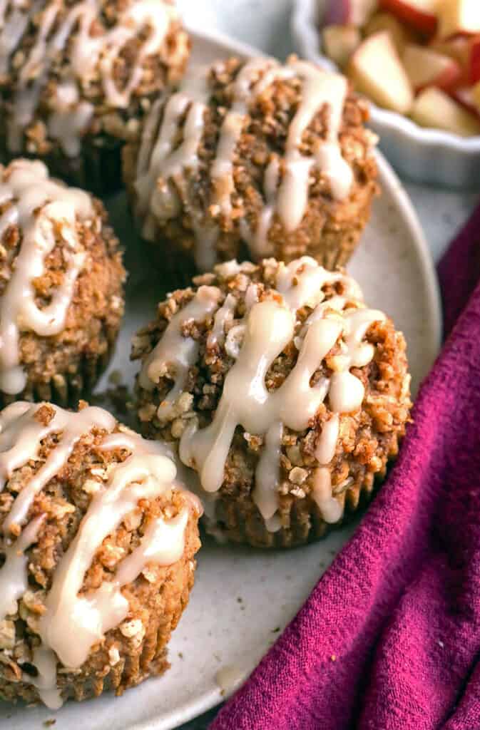 a plate of applesauce oatmeal muffins 