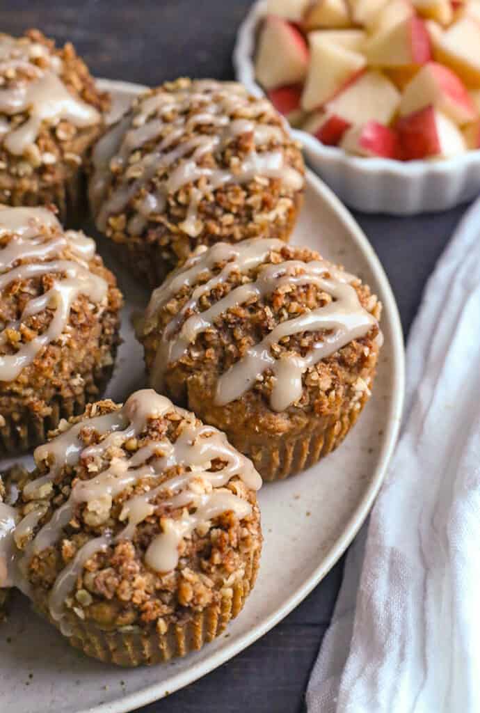 plate of gluten free applesauce oatmeal muffins