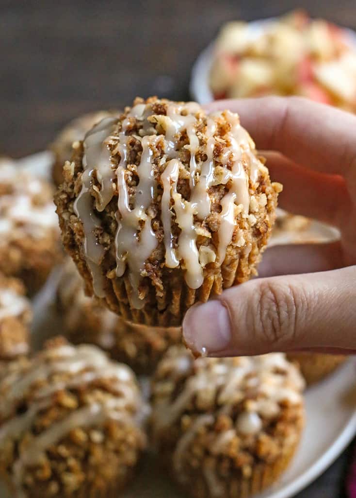 hand holding a gluten free oatmeal muffin 