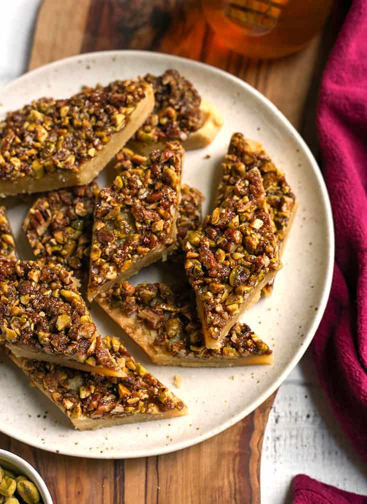 grain free baklava bars on a plate