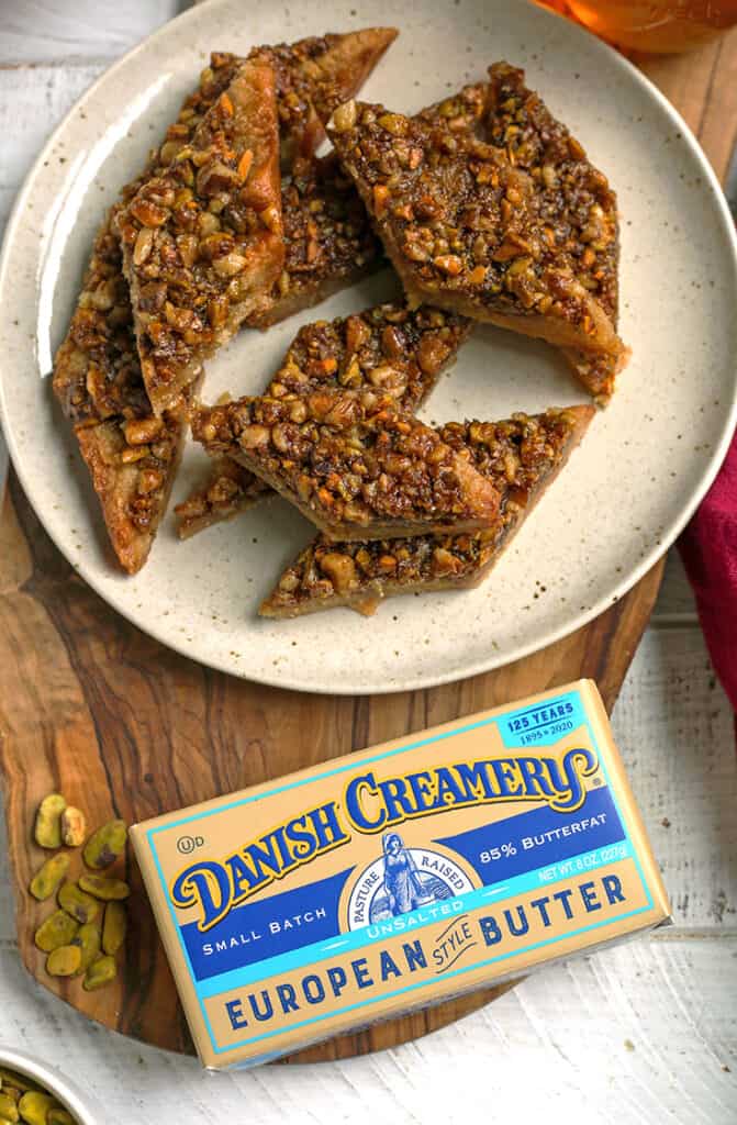 baklava bars arraigned on a plate 