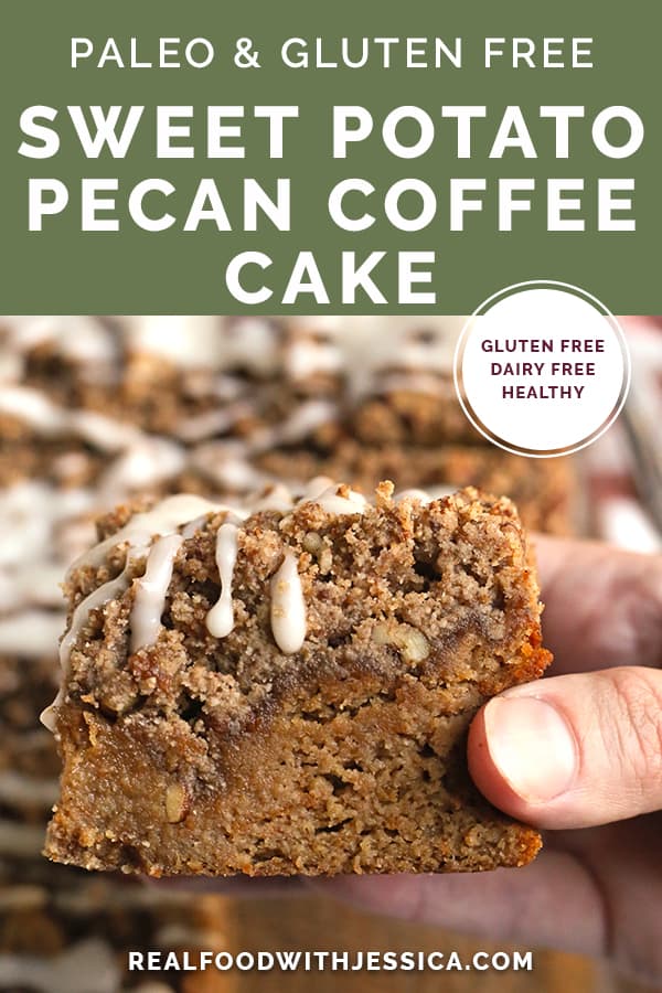 paleo sweet potato coffee cake with text 