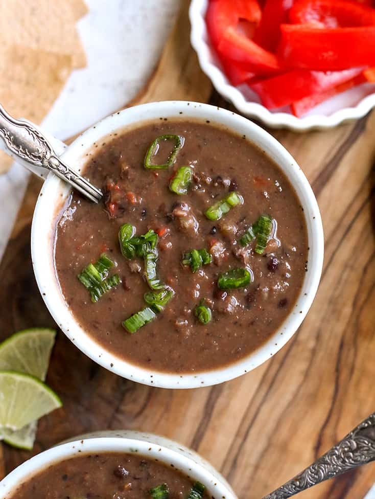 top view of black bean soup 