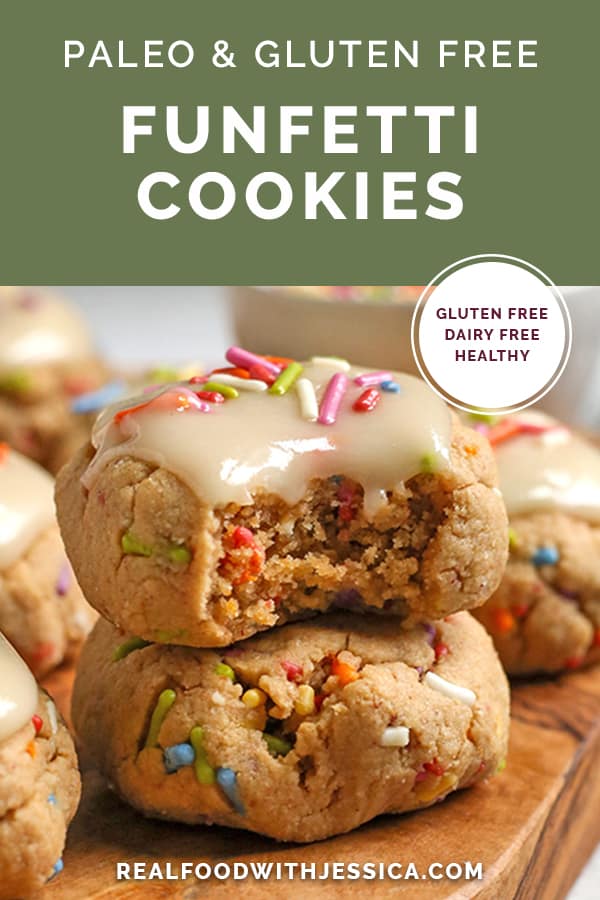 paleo birthday cake cookies with text 