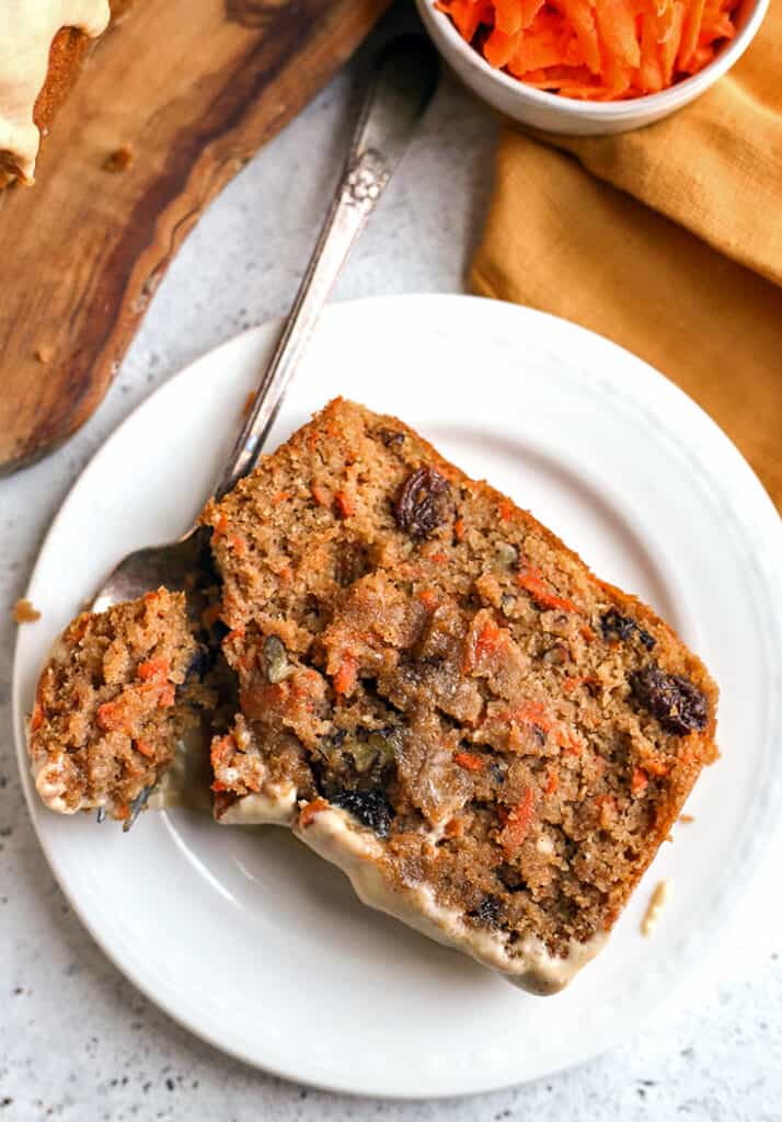 close up of carrot cake loaf 