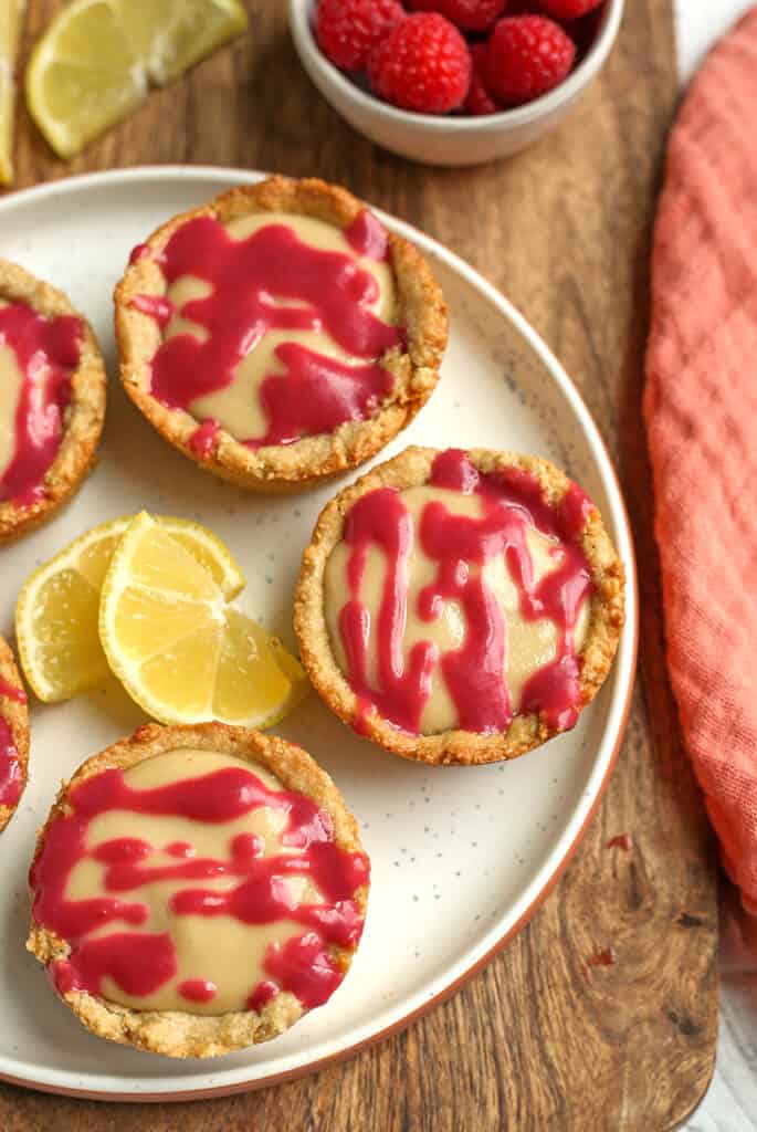 plate of paleo vegan lemon cheesecake cookie cups 