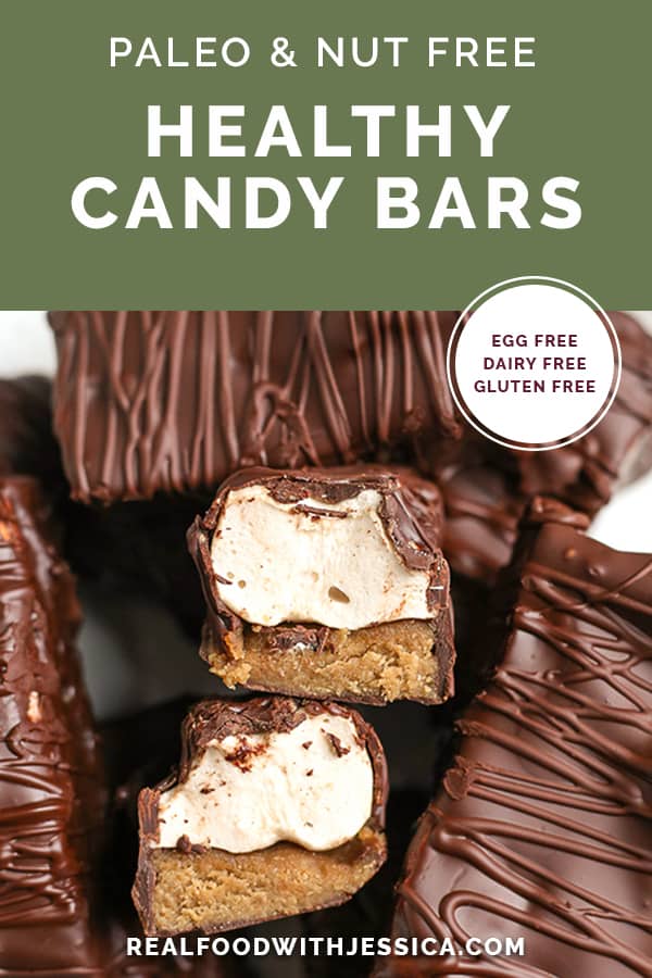 paleo healthy candy bars with text 