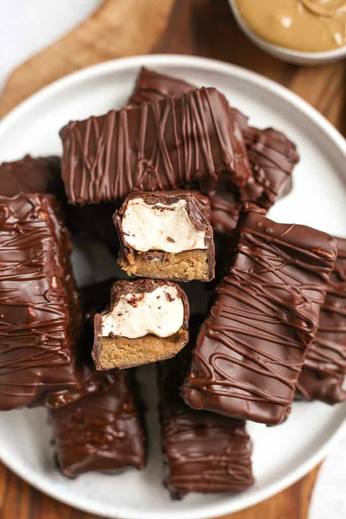 healthy candy bars on a small plate 