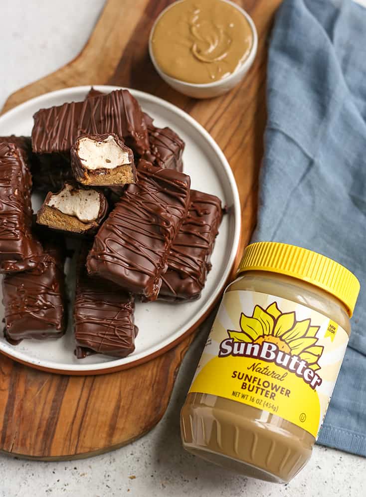paleo marshmallow candy bars made with SunButter 