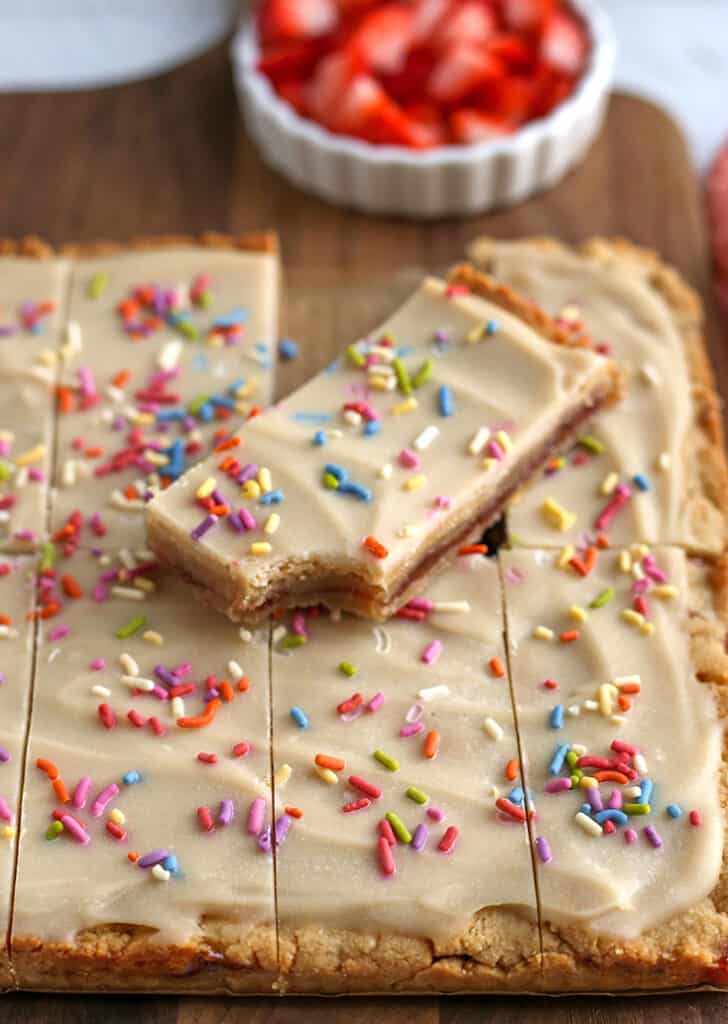 paleo vegan pop tart bars on a cutting board