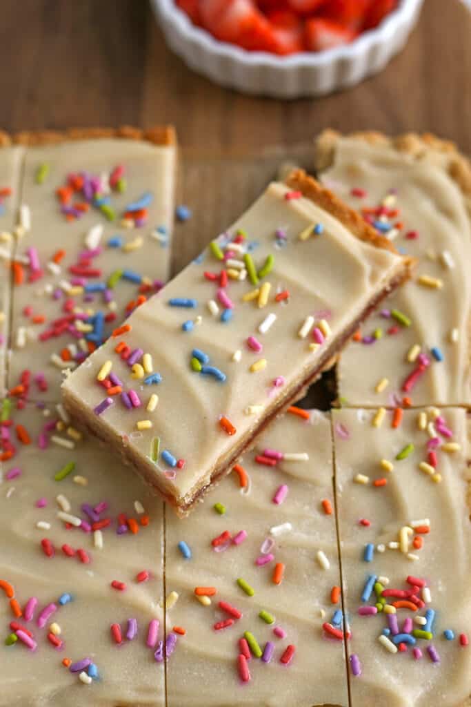 paleo vegan pop tarts with one stacked on top 