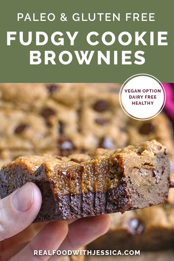gluten free cookie brownies with text