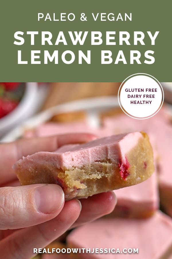 strawberry lemon bars with text 