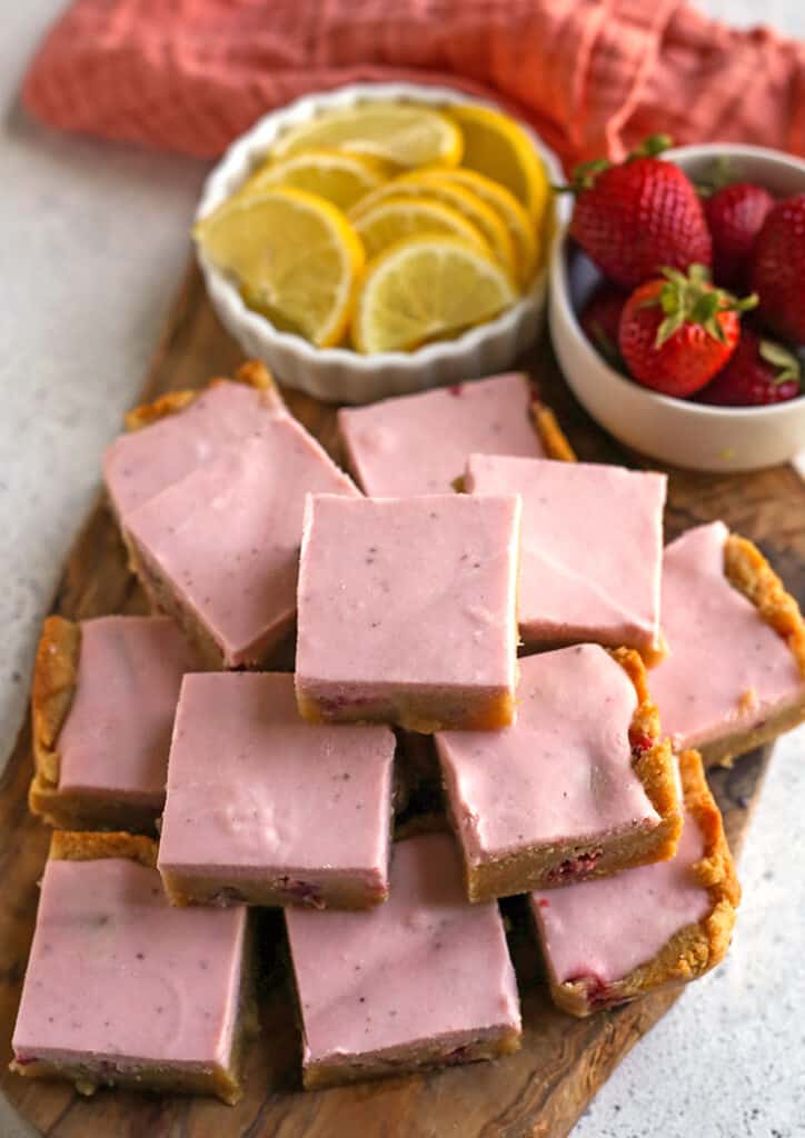 stack of paleo vegan strawberry bars 