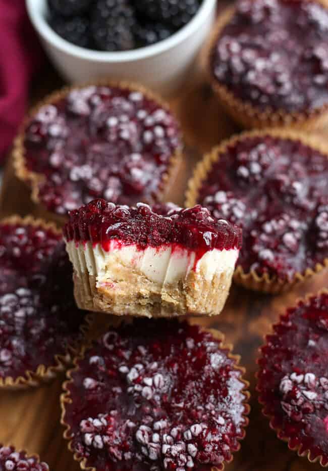 Mini Blackberry Cheesecakes 