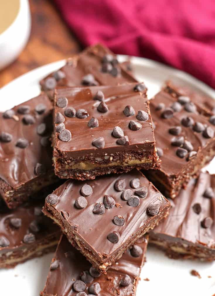close up of paleo double fudge bars on a plate 