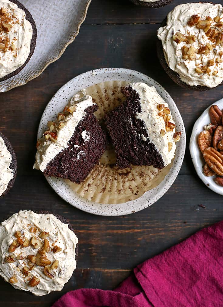 gluten free butter pecan cupcakes, showing the inside 