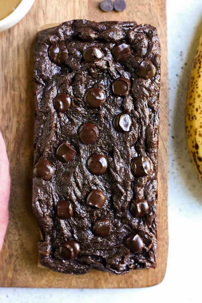 top view of paleo vegan banana brownies 