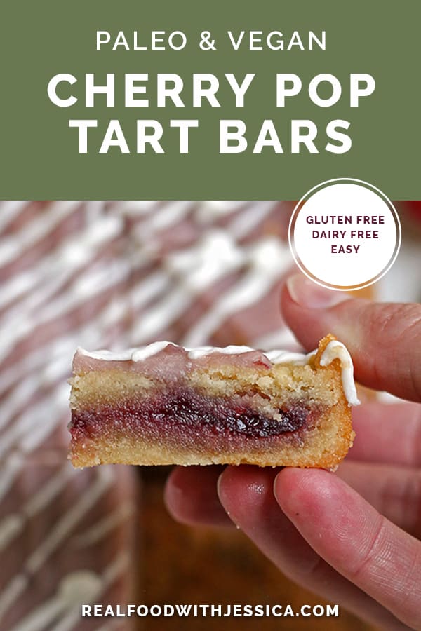 paleo cherry pop tart bars with text 